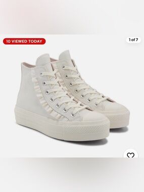 Converse High-Top Ruffle Canvas Sneakers - platform, ruffle detail